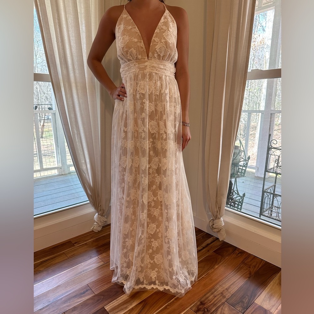 lulus white lace dress size XS